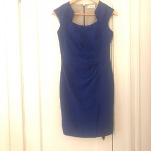 Calvin Klein royal blue rutched waist dress